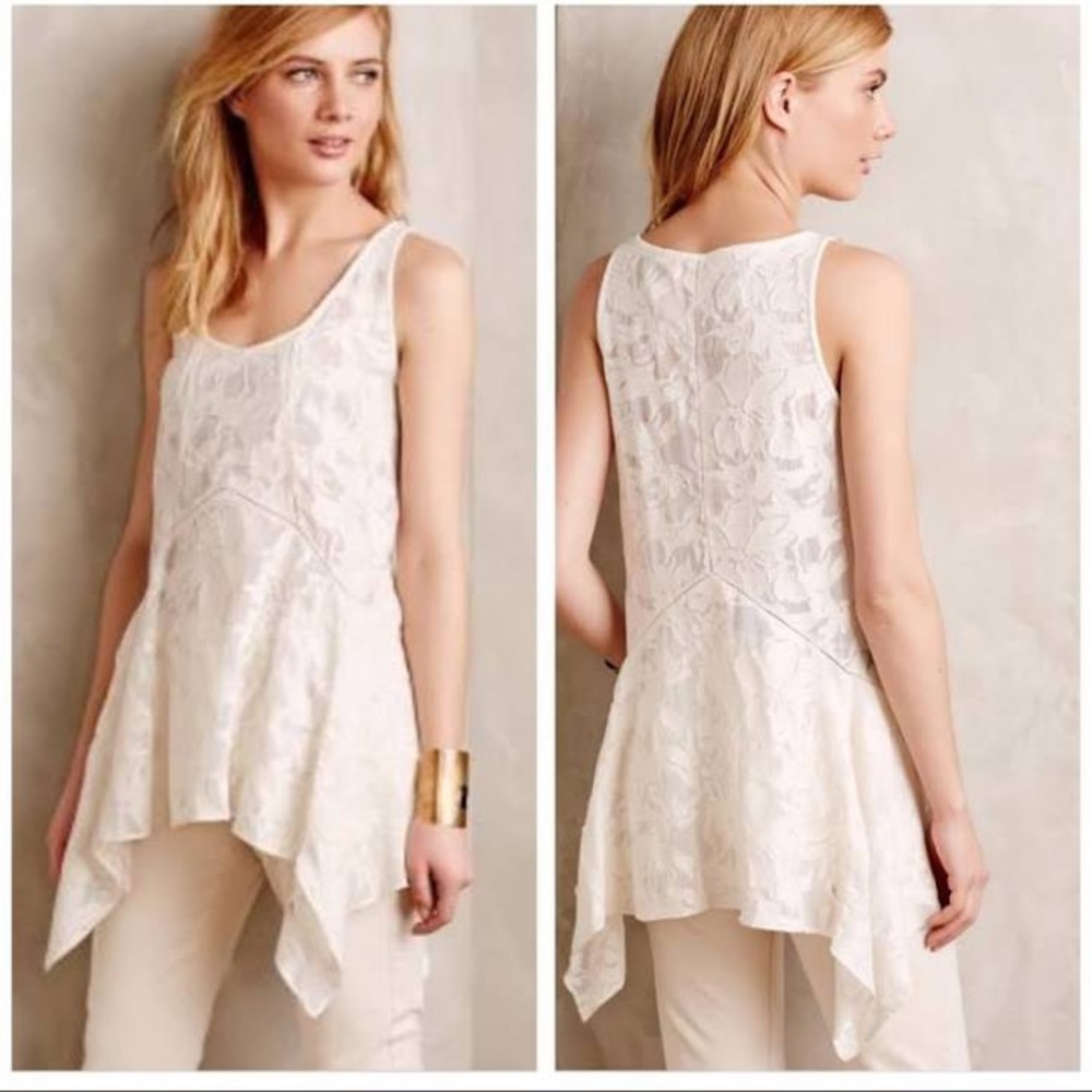 Anthropologie White Lace Tank Top